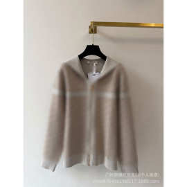 深圳南油~D家顶版 连帽拉链针织开衫外套女宽松休闲百搭毛衣上衣