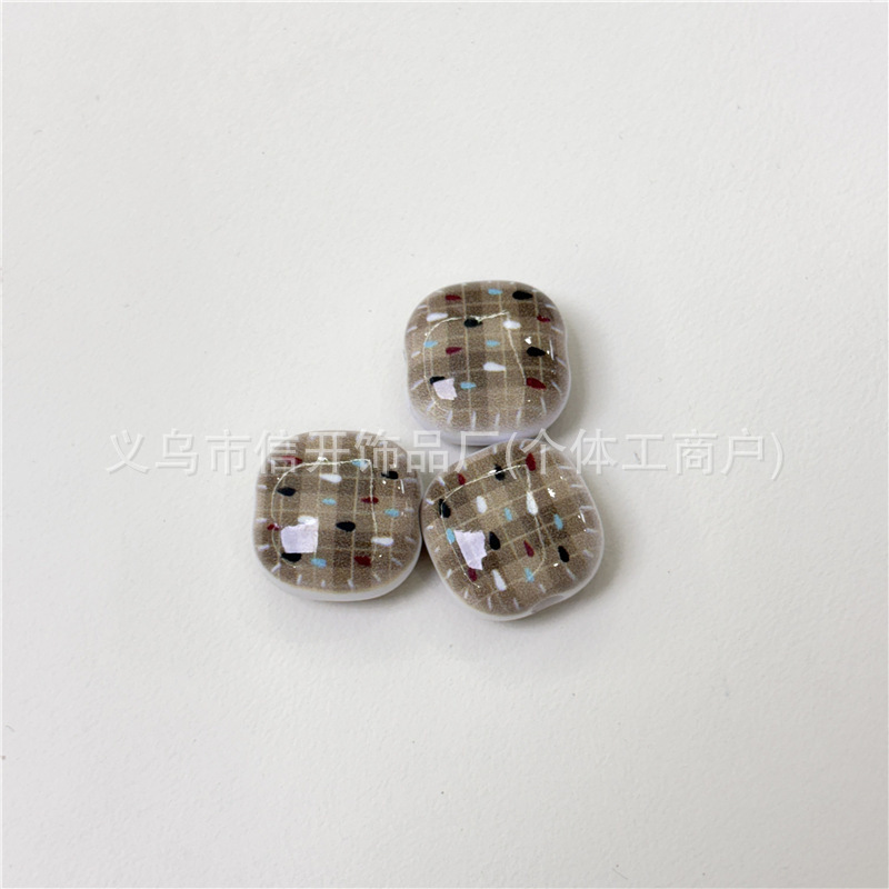 通孔卡通印花复古小馒头串珠笔配件手机钥匙包链diy手工饰品材料|undefined