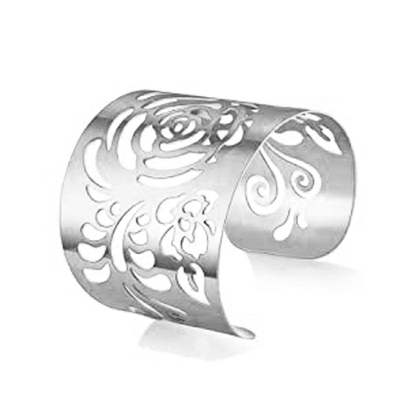 SKU-13-銀色鏤空玫瑰花