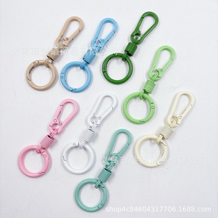 Color Baking Paint Breathing Rebound Ring Keychain Zinc Alloy Car Spring Buckle Cross-border Carabiner Keyring