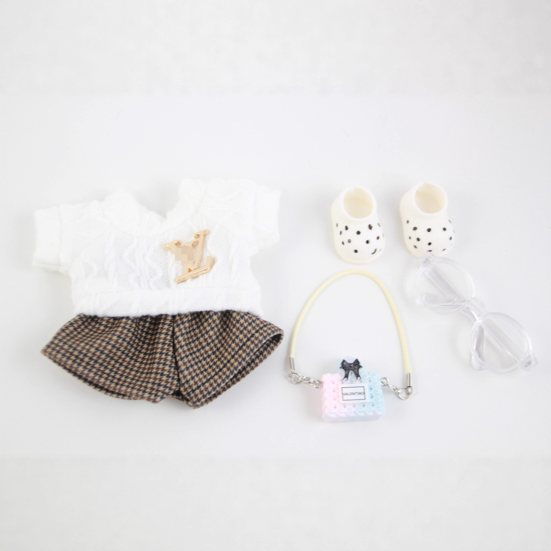 Only Baby Clothes First, Second and Third Generation Labubu Pure Color Tops Wavy Pattern Autumn and Winter T-Shirt Labubu Clothes Set