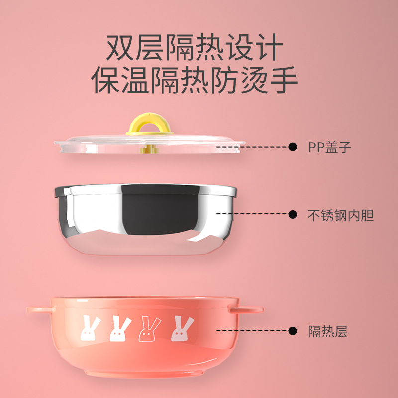 316L de acero inoxidable Los niños vajilla traje suplemento alimenticio bebé lechón tazón taza agua babero tenedor cuchara