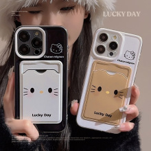可爱猫咪卡包苹果15promax手机壳iphone14全包16软套13甜酷卡通12