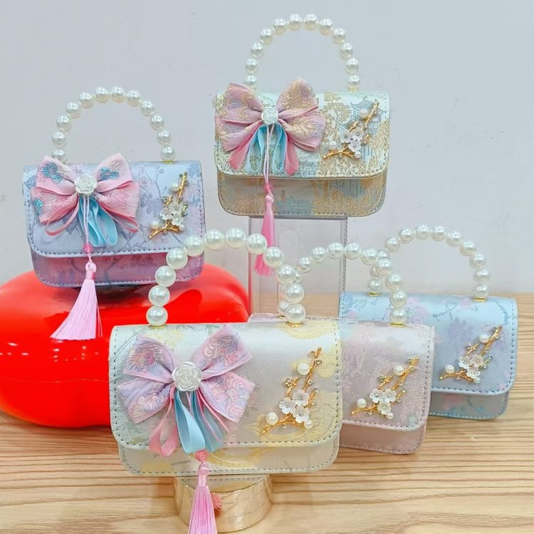Bolso de hombro para niños caliente exquisito antiguo bolso de cambio para chicas lindas princesas al aire libre bolso de perlas casuales