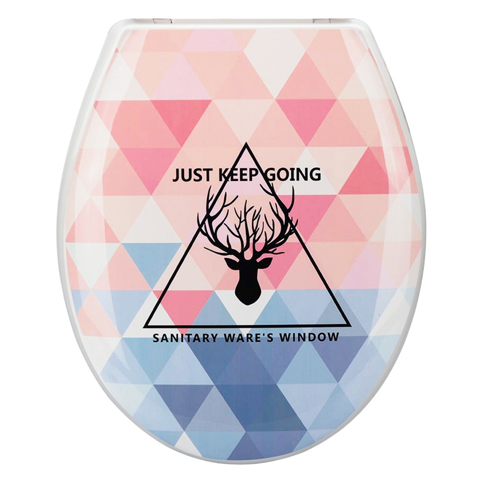 Cubierta de inodoro de estilo europeo de 18 pulgadas lenta caída hogar cuclillas cubierta de plástico Hotel fábrica impresión lenta caída cubierta de inodoro