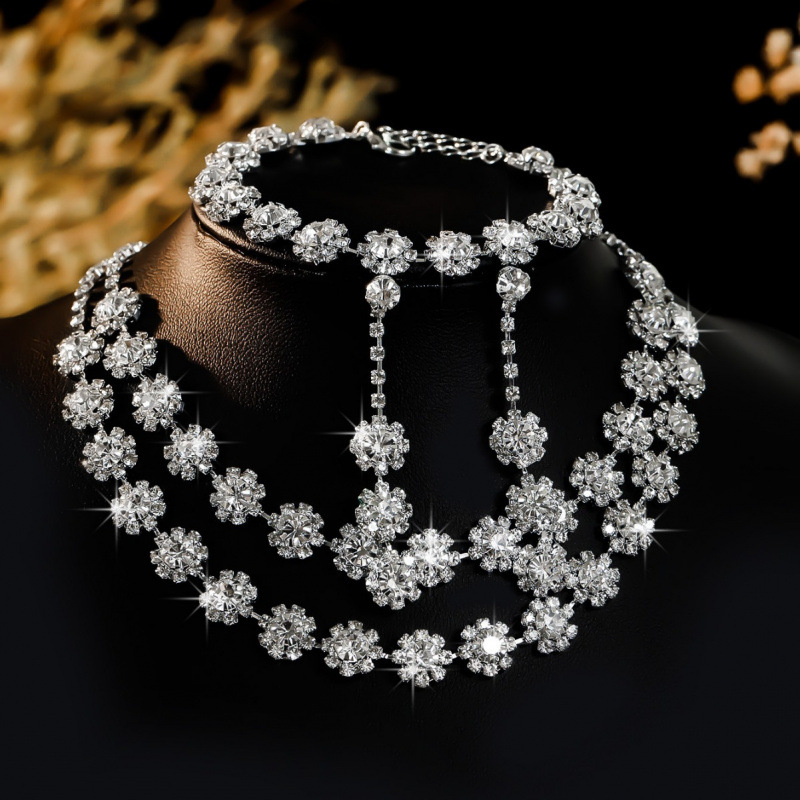 Brautschmuck Halskette Ohrringe Schmuck Armband Bankett Kleid Halskette modische und vielseitige Temperament Accessoires_voghion.com