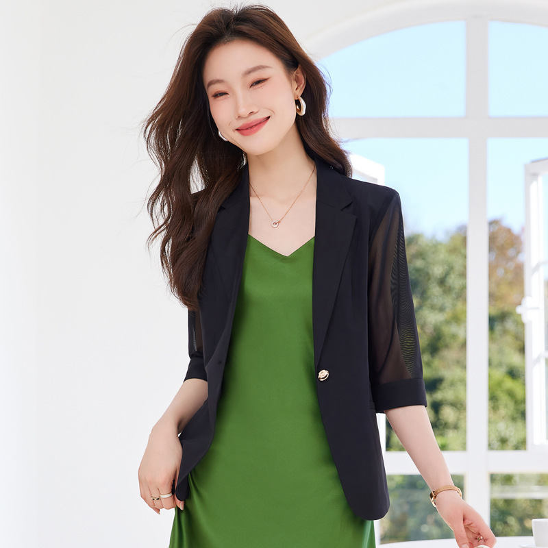 Thin Small Suit Jacket Women's Spring New Casual All-match Small Seven-point Sleeve Women's Suit Jacket Wholesale