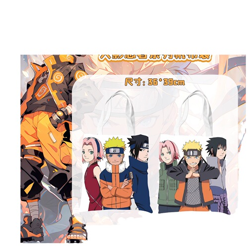 Anime Naruto canvas bag Naruto shoulder portable canvas bag male and female students tutoring bag carrying book art bag