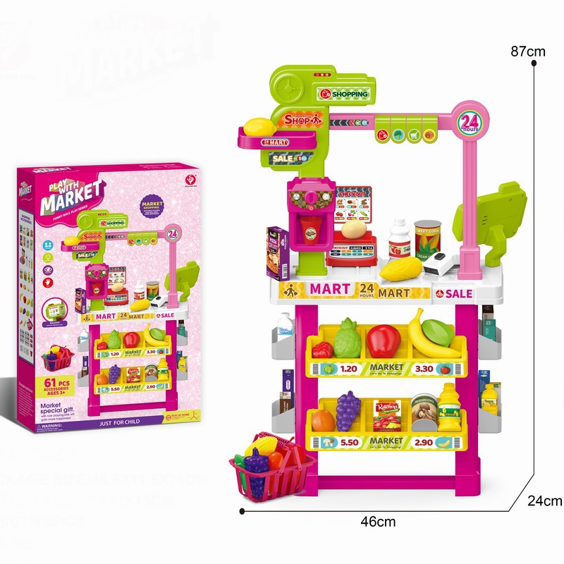 Simulación transfronteriza de supermercado infantil de compras caja registradora juego de juguetes de escaneo casera tarjeta deslizante mesa de supermercado de helados