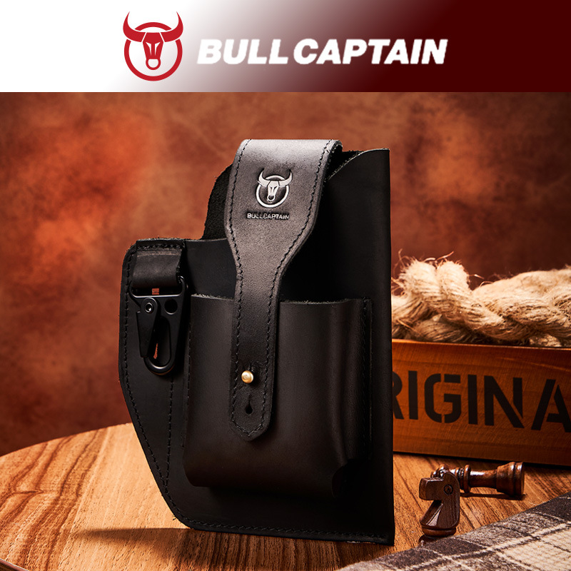 Captain Niu cuero vintage cintura bolsa hombres cuero multifuncional teléfono móvil bolsa primera capa de piel de vaca cinturón bolsa al por mayor