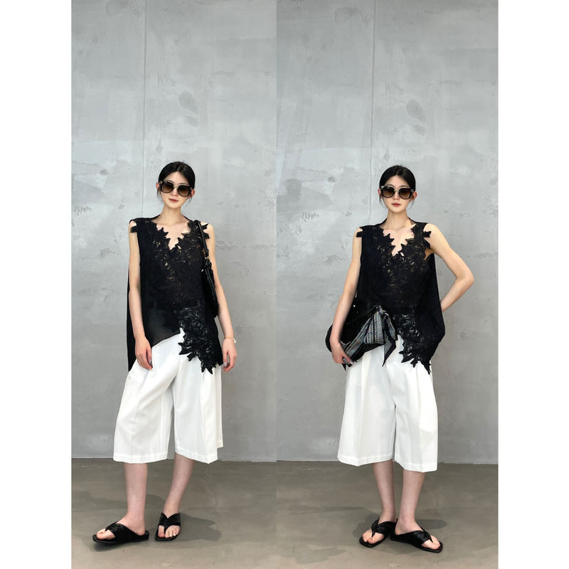 Nanyu Dynamic Aesthetics Double Pleated Fashion Mid-Length Pants Ultra-Lightweight Relaxed High-End Feel Petite Suit Cropped Pants for Women