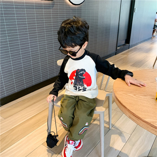 Children's clothing boys' long-sleeved T-shirts 2024 new children's spring and autumn tb bottoming shirts for small and medium-sized children Korean style fashionable tops