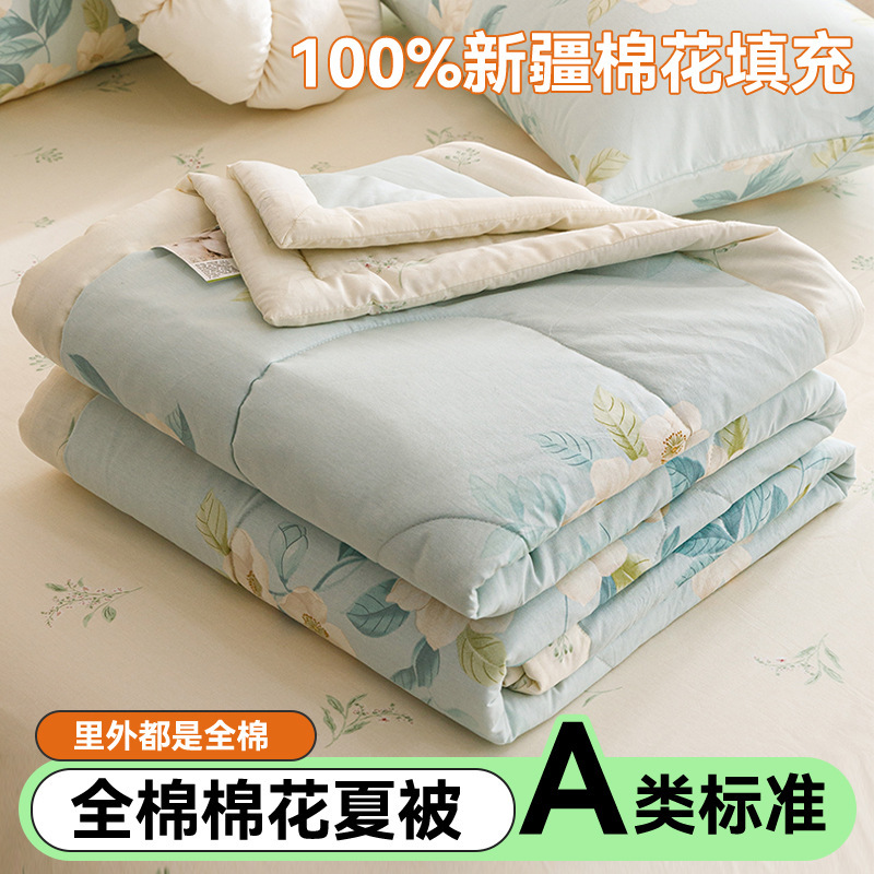 Edredón de aire acondicionado lavable de algodón de clase A, núcleo de edredón de algodón de Xinjiang, edredón de algodón impreso de verano, edredón de regalo doble