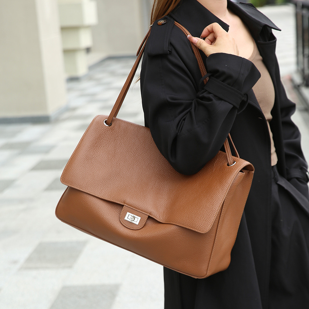 26S women's bag 2026 new model high-end elegant single-shoulder underarm bag genuine leather women's bag large maxi flap bag