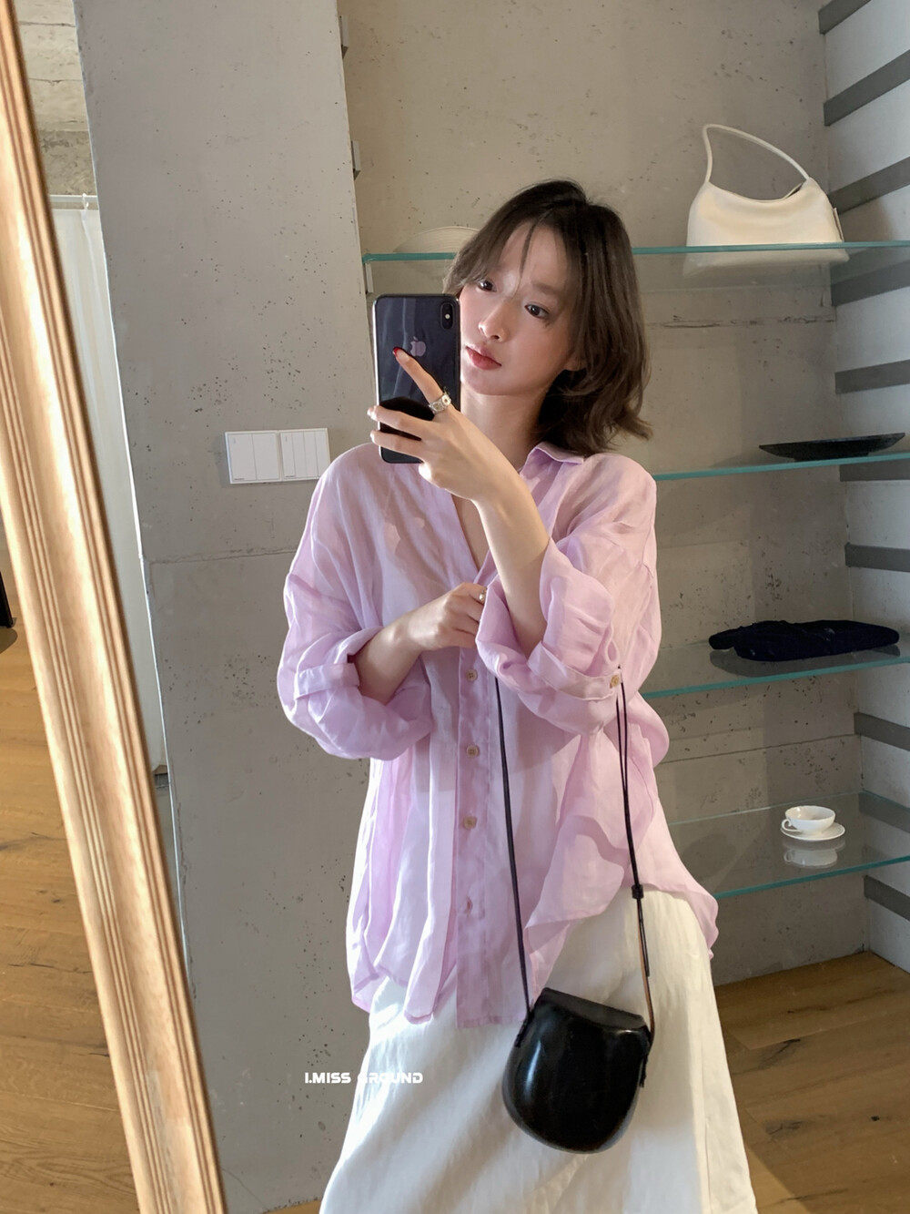 Áo sơ mi nữ linen tay dài cổ bẻ dáng rộng phong cách Hàn Quốc — xanh đậm, màu sắc, trắng ngà, xanh Hàn chi tiết 11