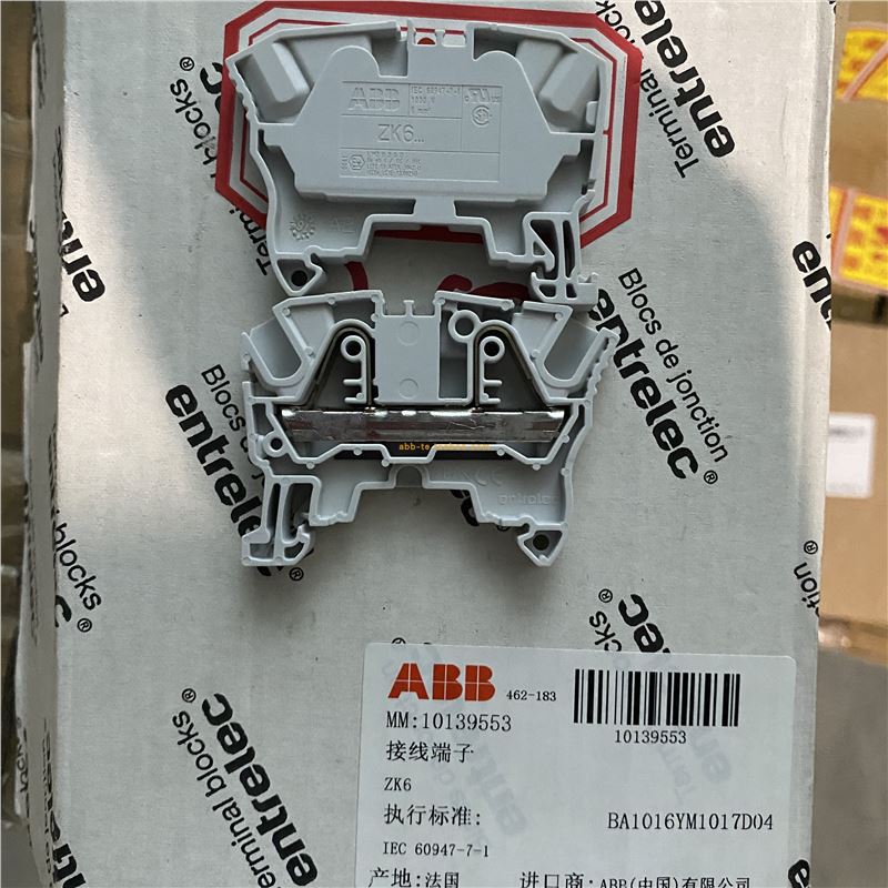 ABB/TE/ENTRELEC接线端子ZK6；货号1SNK708010R0000工业连接