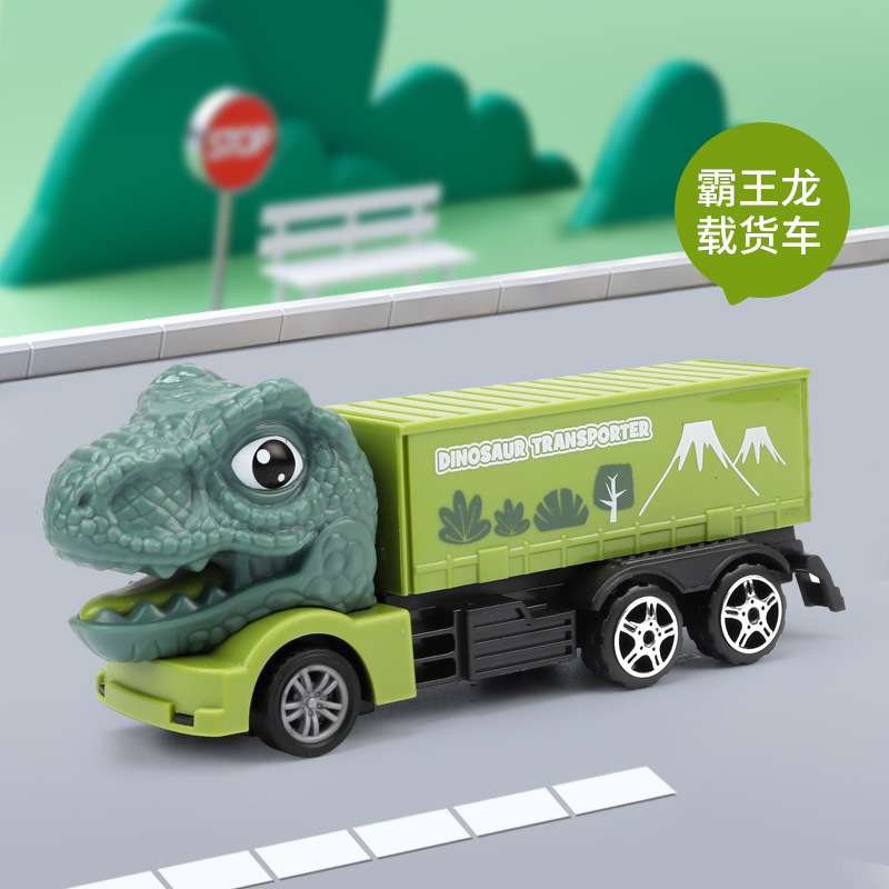 Dinosaurio de dibujos animados Ingeniería juguete para niños coche traje niño rompecabezas Tyrannosaurus excavadora coche grúa resistente a la caída