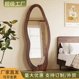 中古风异形全身镜实木穿衣镜跨境批发镜子家用卧室玄关挂墙落地镜