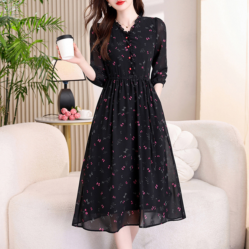 Brand Silk Dress for Women 2026 Early Autumn New French Gentle Style High-End Mulberry Silk Age-Reducing A-Line Dress