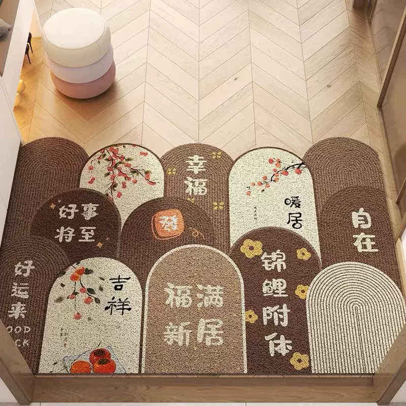 地垫入户门耐脏新中式防滑耐脏丝圈地垫家用耐磨玄关脚垫可裁剪