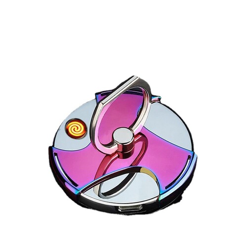 Multifunctional mobile phone holder ring buckle lighter USB charging cigarette lighter windproof personalized creative factory direct sale