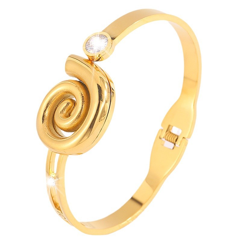 Nuevo estilo de moda europea y americana de venta cruzada de acero de titanio innovador diseño de anillo de diamante elástico brazalete de apertura joyería