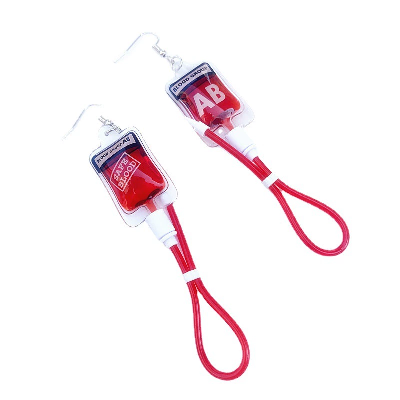 Креативные и забавные Harajuki Simulation Plasma Blood Blood Blood type серьги подкультура Y2K горячая девушка личность серьги на шее