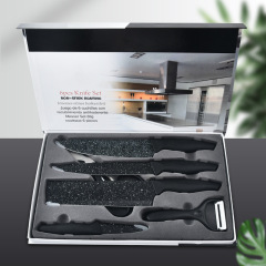 廠家批發麥飯石燕尾柄六件套 星空款不鏽鋼噴漆刀具套裝 禮品包裝