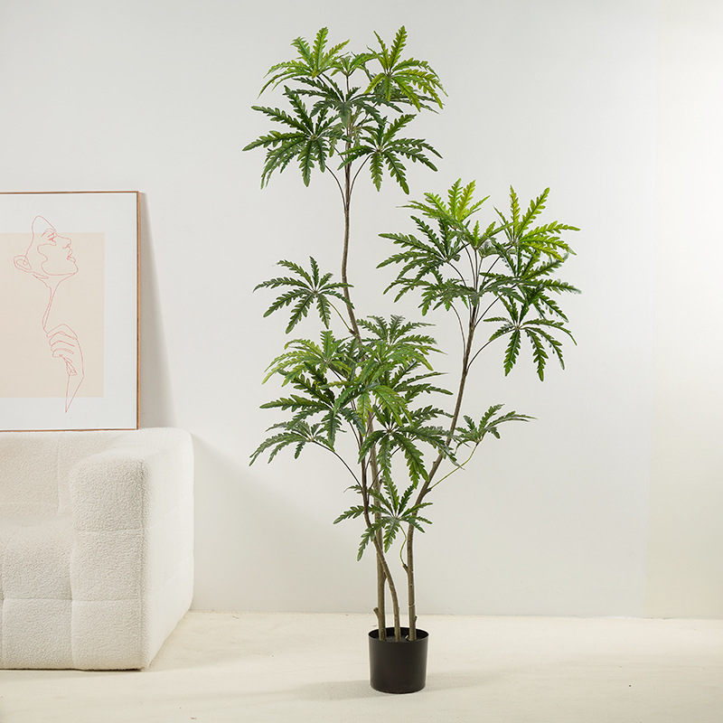 Simulación de plantas verdes, sensación avanzada de madera de pavo real, decoración de interiores para el hogar, plantas de adorno de piso, plantas en macetas, ventanas, plantas de árboles falsos