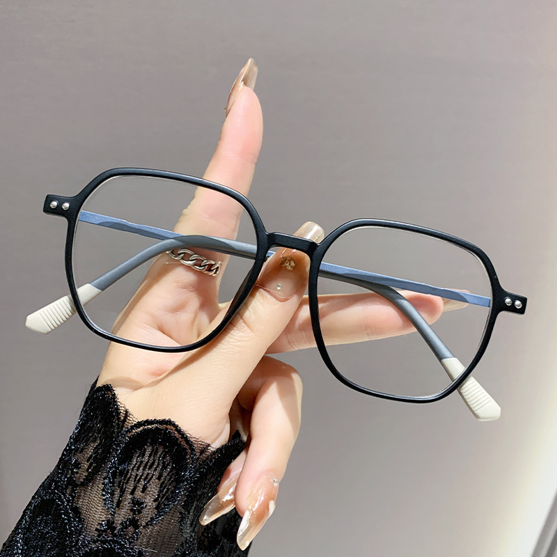 Gafas anti-luz azul, gafas para leer, cara redonda, artefactos de maquillaje simple, cara pequeña, montura grande, gafas para leer de moda de un solo brillo