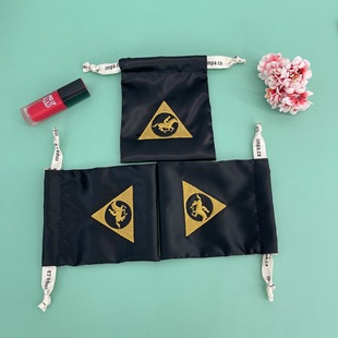 Factory direct embroidered logo satin drawstring bag wholesale jewelry cosmetics tote bag can print logo