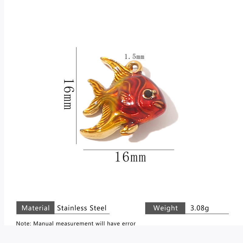 カラフルなオイルドリップ加工ステンレス鋼小魚ペンダントオーシャンスタイル DIY ジュエリーアクセサリーブレスレットネックレスペンダント素材|undefined