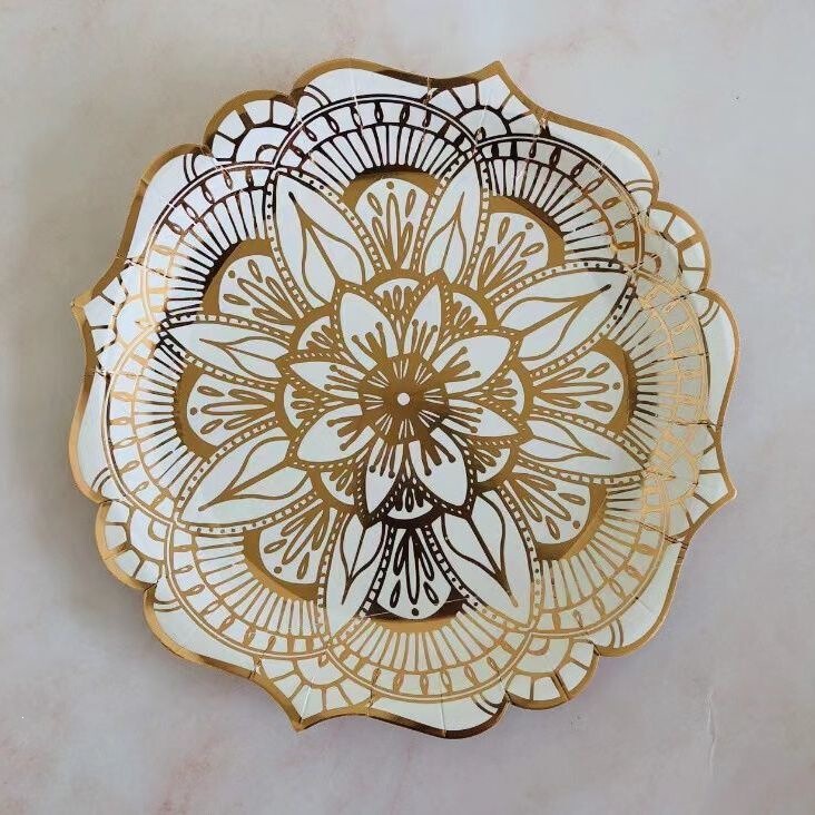 Disposable Tableware, High-End Rose Paper Plates, Kidsren's Birthday Party Barbecue Plates, Environmentally Friendly and Biodegradable Food Grade Disposable Tableware, High-End Rose Paper Plates, Kidsren's Birthday Party Barbecue Plates, Environmentally Friendly and Biodegradable Food Grade