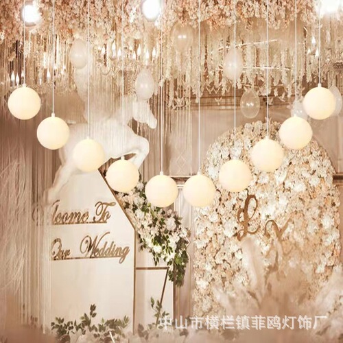 Wedding props 10 head milky white bubble dragon ball chandelier wedding hall decoration lighting stage ceiling spherical decoration