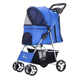 Lightweight Folding Pet Cart Four-Wheel Cart for Dogs and Cats Pet Out Cart Teddy Cart Cart Cart
