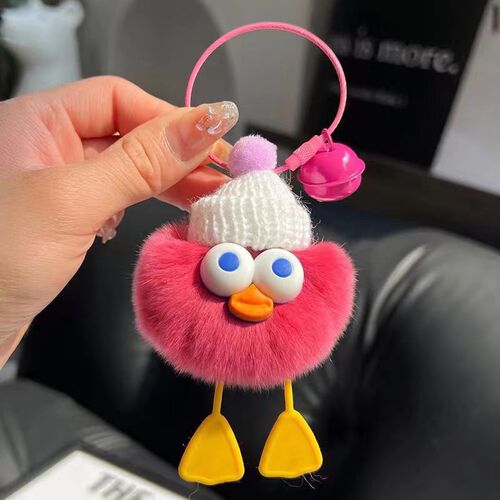 Cute imitation rex rabbit fur little duck car keychain pendant plush doll doll small briquettes schoolbag bag pendant
