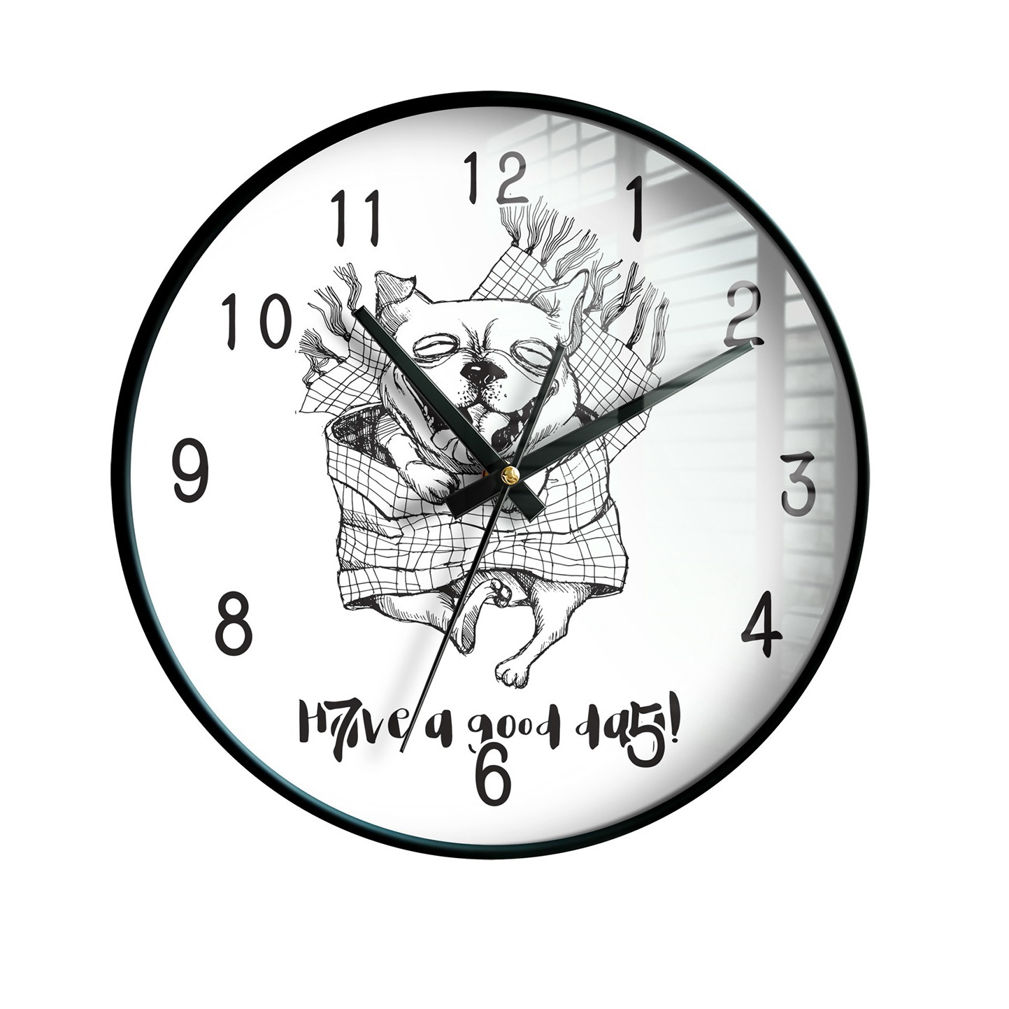 Reloj de pared creativo con notas de animales en blanco y negro, decoración moderna silenciosa de alta definición para dormitorio/oficina/hogar