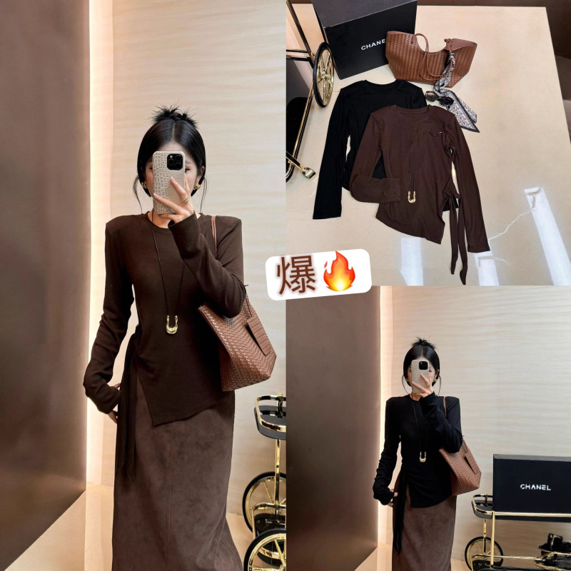 四季可穿 萬能打底丨侧开叉细带打底长袖T恤打底衫秋|undefined