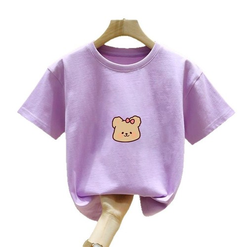 2017 Girls' T-shirt Summer Children's Clothing 2025 Children's Pure Cotton Casual Top Girls' Large Children's Summer T-shirt Trend