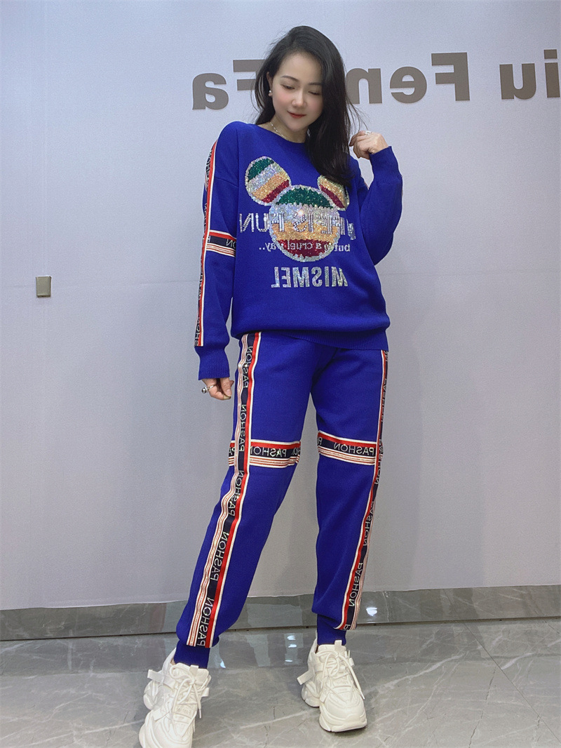 Comercio exterior transfronterizo ropa de mujer al por mayor Primavera y otoño nuevo traje casual 2024 artesanía pesada perforación en caliente ropa deportiva de moda para mujeres image 1
