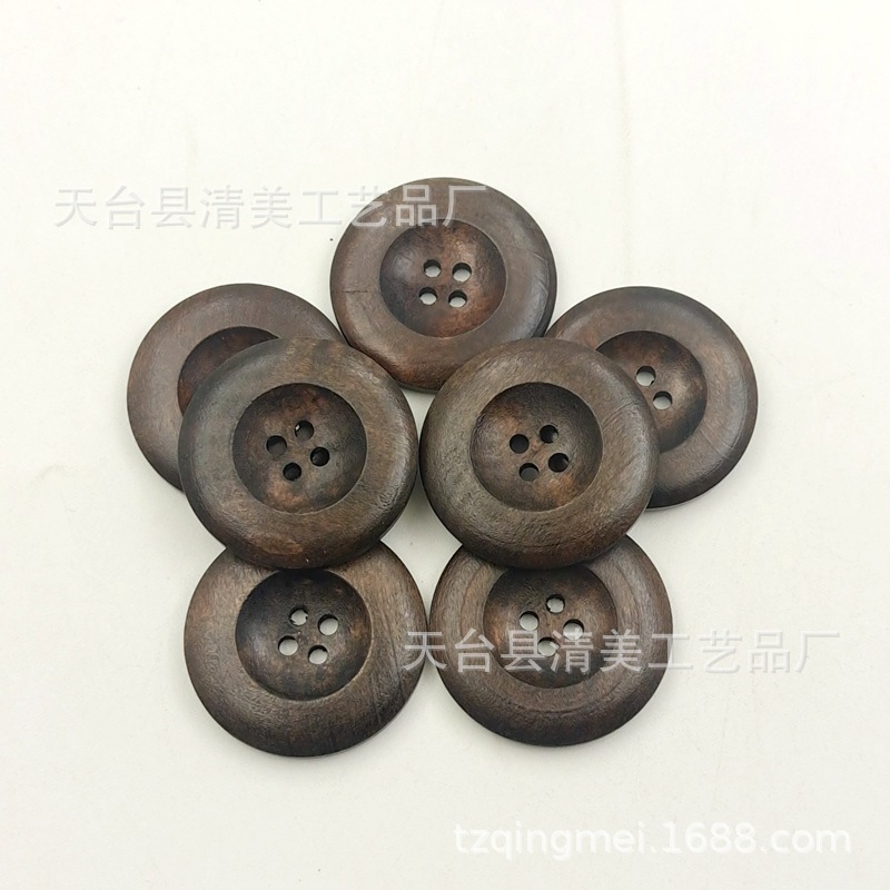 Café de madera/botones de borde redondo de cuatro ojos marrón botones de cuatro ojos decorativos de madera 20/25/50 por paquete