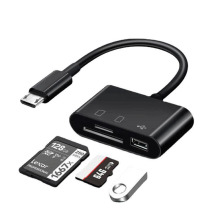跨境适用华为手机otg读卡器三合一转usb3.0转接器SD/TF卡转接线