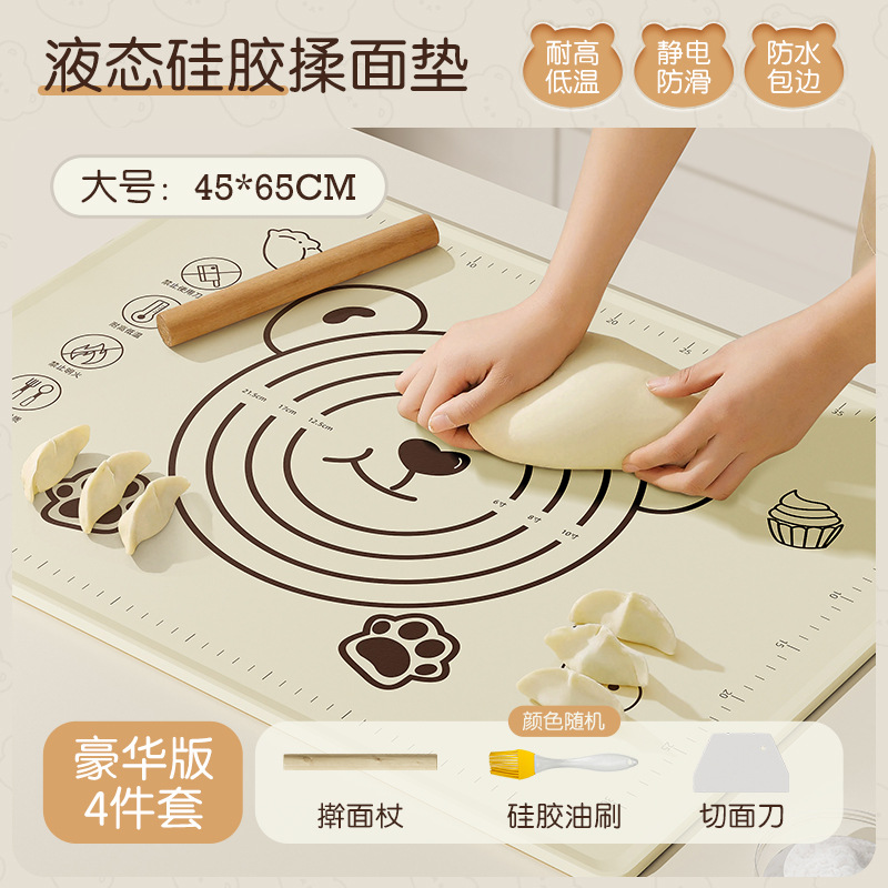 Nueva almohadilla para amasar de silicona de grado alimenticio, tabla de cortar para hornear en el hogar, almohadilla antideslizante de dibujos animados y almohadilla para fideos, fábrica al por mayor