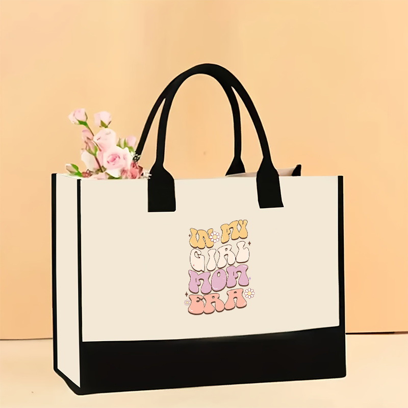 Bolso de hombro de lona de venta caliente transfronterizo Bolso Tote impreso de gran capacidad Bolso de compra portátil ligero de moda para mujer