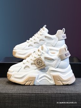 真皮内增高老爹鞋女年秋季新款厚底休闲运动鞋子爆款小白女鞋