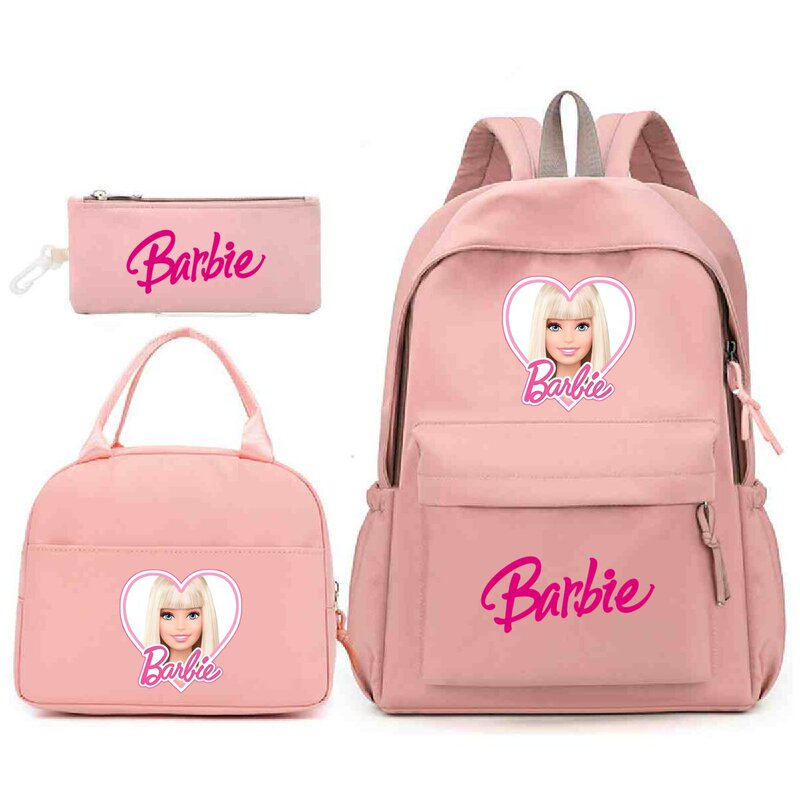 Barbie Barbie Fashion Kidsren's Schoolbag Set Export Preppy Style Junior High School Student Sweet Backpack Female Barbie Barbie Fashion Kidsren's Schoolbag Set Export Preppy Style Junior High School Student Sweet Backpack Female