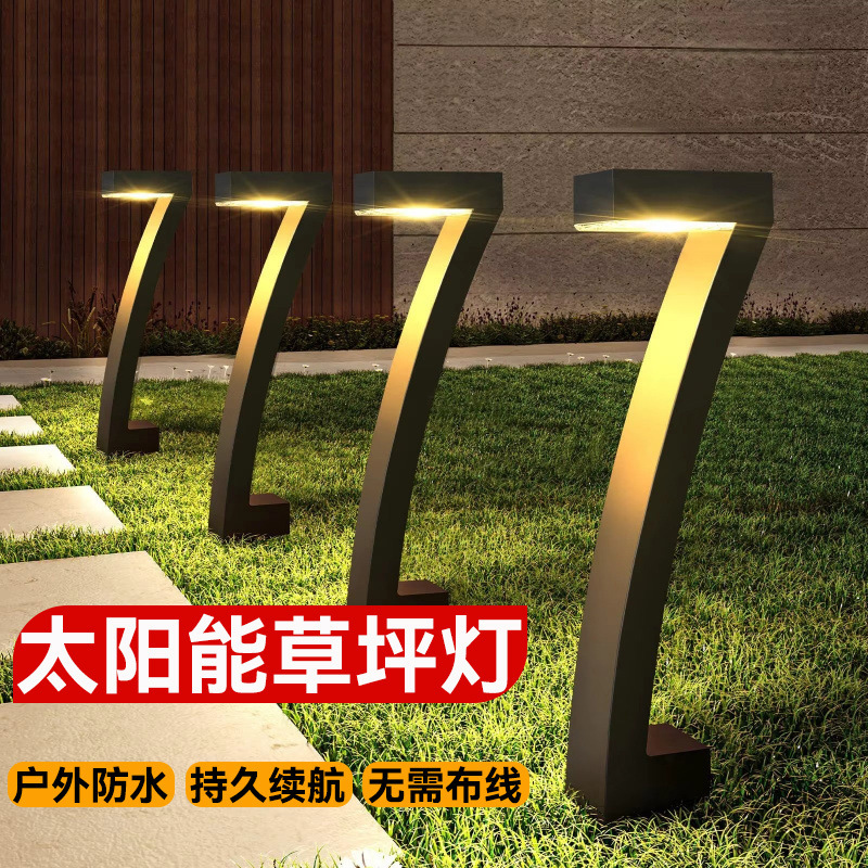 Solar Seven-Character Lawn Lamp Outdoor Garden Lawn Decorative Landscape Lamp Waterproof Long-Life Courtyard Lighting