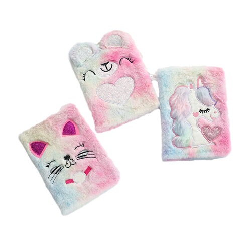Plush notebook A5 notepad cross-border foreign trade notebook plush embroidery cartoon creative cute notebook