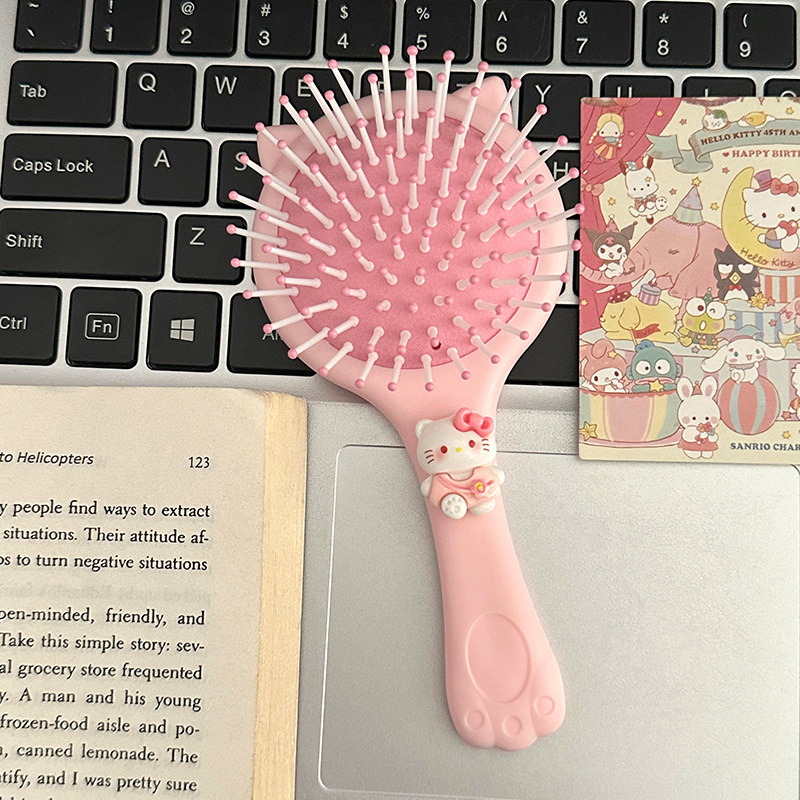 新しい漫画猫耳ツーインワンエアバッグコームかわいいポータブルミニハンドヘルドマッサージエアクッションコームミラー付き|undefined