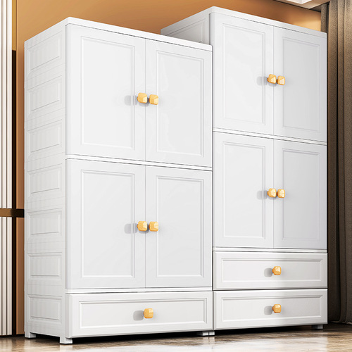 Overly Large 70 Width White Open Door Storage Cabinet for Infants and Children, Hanger Style Tiered Storage Cabinet with Drawer Cabinet